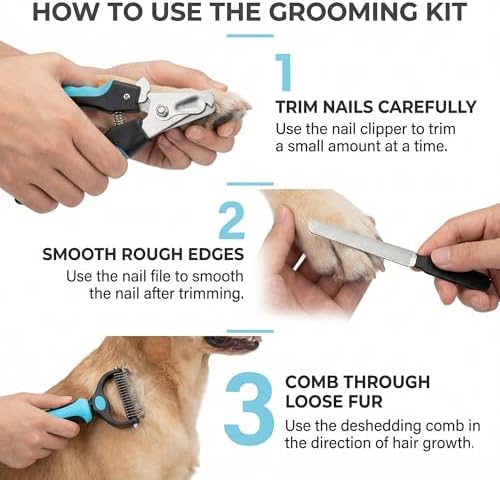 Kuzey Home Pet Nail Clipper & Deshedding Comb Set - Image 5