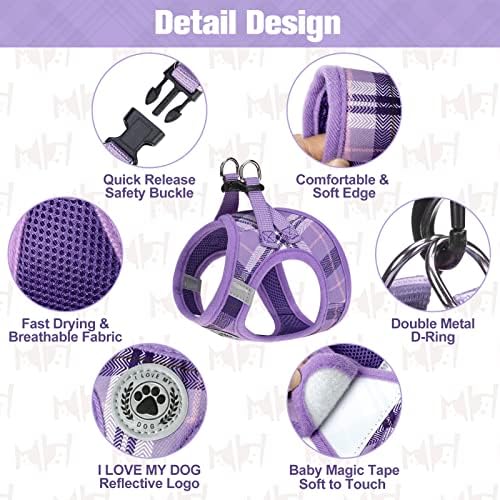 BEAUTYZOO Small Dog Harness and Leash Set, No Pull Puppy Pet Vest- Purple - Image 3