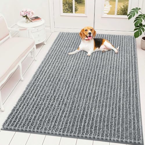 OLANLY Dog Door Mat for Muddy Paws 70x46, Ultra-Absorbent Chenille Mud Mat by OLANLY