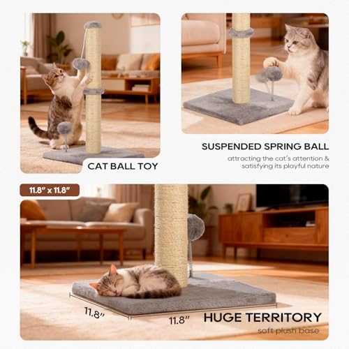 FDW 22 Inch Cat Scratching Post Cat Scratcher Natural Sisal Rope Scratch Post - Image 3