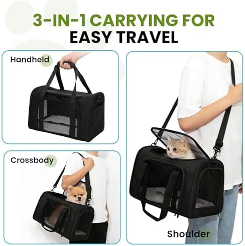 Soft-Sided Cat Carrier 18x11x11 in Expandable Travel Pet Bag 15LBS - Image 7
