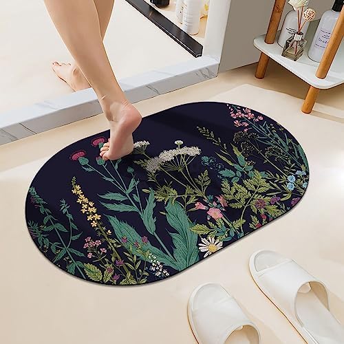 Wild Flowers Super Absorbent Quick-Drying Bathroom Mat Rug, Rubber Non-Slip by ZHUZHISHAN