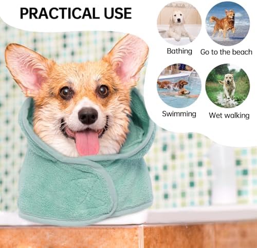 Dog Bathrobe, Fast Drying Coat, Super Absorbent Bath Towel Green XS - Image 5