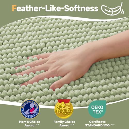 Ophanie Sage Green Bathroom Rugs Sets 2 Piece, Soft Chenille Bath Mat, Non Slip - Image 2