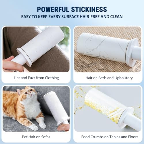 Mini Travel Lint Roller Works Great On Pet Hair w/Dust Cover, 120 Sheets - Image 2