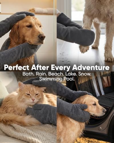 Dog Washing Gloves, Dry Grooming Towel Pets Microfiber Mitts - Image 3