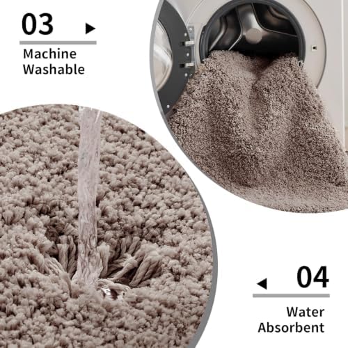 Disolla Taupe Grey Bathroom Rugs 24x36, Non-Slip Plush Thick Bath Mat - Image 5