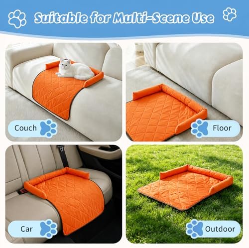 Cooling Dog Bed Mats with Neck & Head Support, 31.5 x 23.62 inch Orange - Image 6