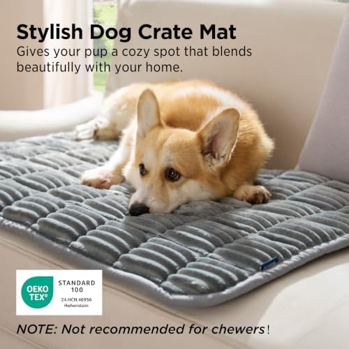 Bedsure ComfyFleece® Washable Dog Crate Pad, Soft Thin Medium Pet Mat - Image 3