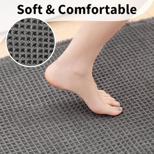 Long Bath Mat, Waffle Bathroom Runner Rug Non Slip Washable, 24 x 72 - Image 3