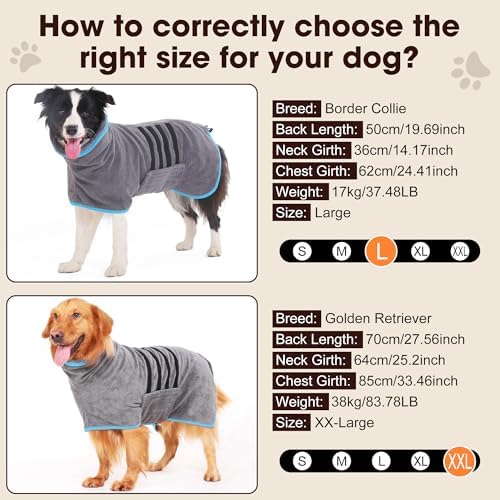 Microfiber Dog Bathrobe, Super Absorbent Dog Drying Coat - Image 5
