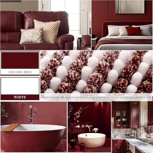 BSICPRO Bathroom Rugs Sets 2 Piece, Non Slip Striped Bath Mat, Burgundy Red - Image 3