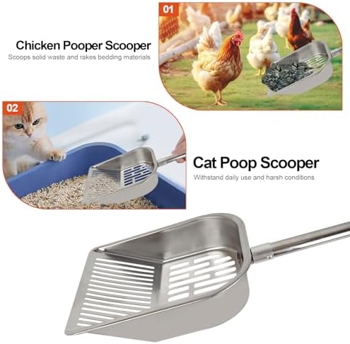 Poop Scooper Litter Scoop for Cat Kitty Chicken Dog Long Handle - Image 4