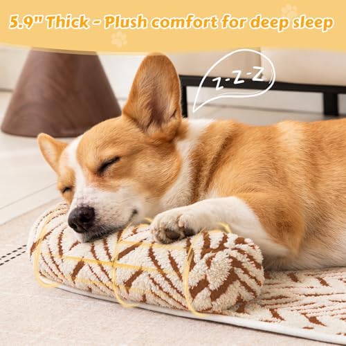 Calming Dog Bed Mats with Neck & Head Support, 31.5 x 23.62 inch Khaki - Image 3