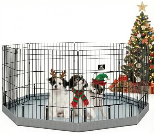 PJYuCien Puppy Playpen with Bottom Pad and Door, 8 Panels 24" H - Image 2