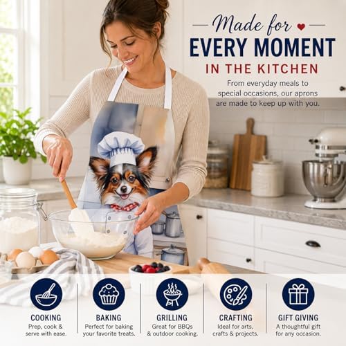 Caroline's Treasures Papillon The Chef Apron Cooking Kitchen Server Baking - Image 6