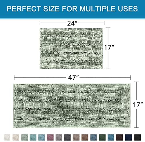 H.VERSAILTEX Bathroom Rugs Bath Mats Sets Super Absorbent Chenille Striped Bath - Image 2