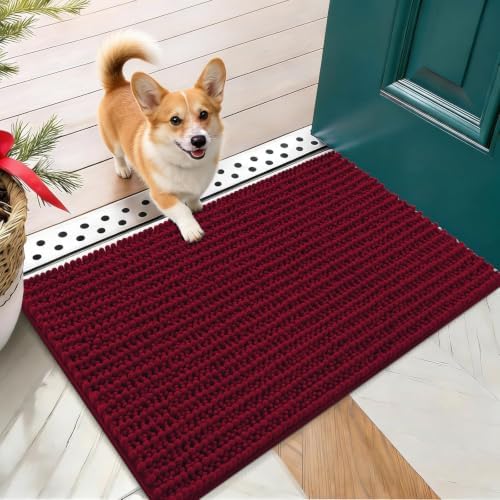 OLANLY Dog Door Mat for Muddy Paws 24x16, Ultra-Absorbent Chenille Mud Mat by OLANLY