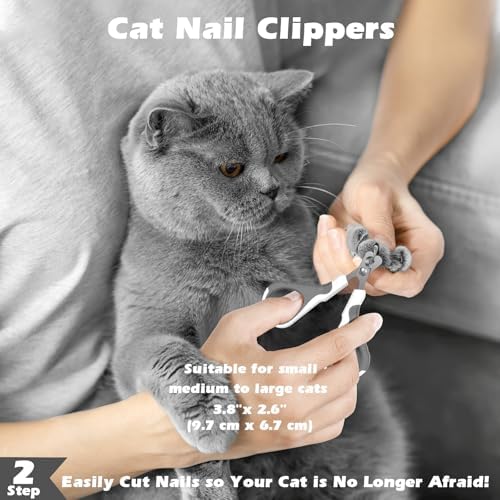 3PCS Cat Grooming Supplies, Cat Brush & Nail Clipper/Trimmer & Flea Comb - Image 4