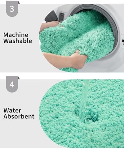 Disolla Toilet Rug 22x24 Mint Green, Soft Toilet Mat U-Shaped Washable - Image 4