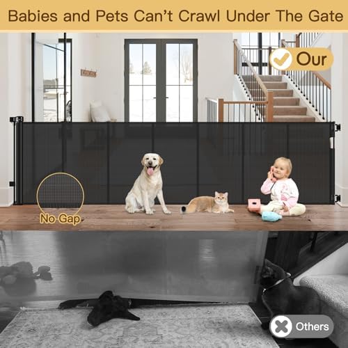 Reinforced Bottom 100 Inch Retractable Baby Gates Extra Wide Baby Gate - Image 4