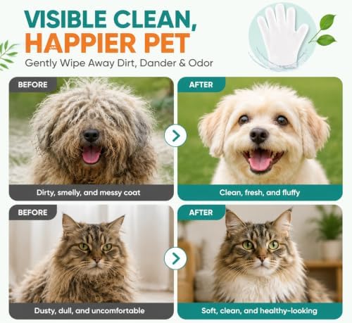 50 Pcs Pet Glove Wipes for Dogs & Cats, Pet Cleaning Gloves - Image 6
