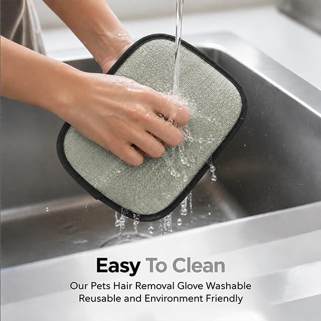 Pet Hair Removal Glove for Dogs & Cats, Dual-Sided Microfiber & Mesh Pet Hair - Image 6