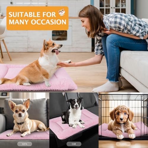 Reversible Dog Bed Mat with Plush and Corn Velvet, Soft Warm Pet Cushion - Image 2