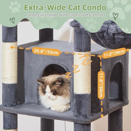 Taoqimiao Heavy-Duty Cat Tree, 71 in Cat Tower - Image 4