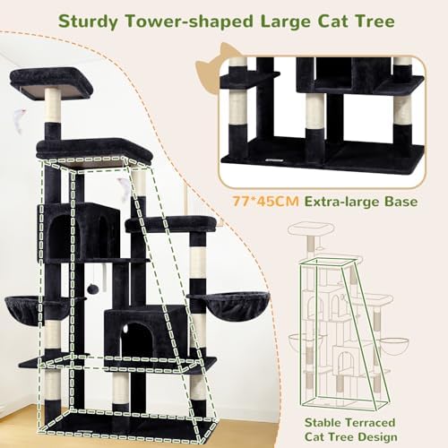 Globlazer 74in Large Sturdy Cat Tree - Image 5