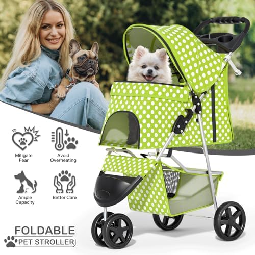 MoNiBloom Pet Stroller for Small/Medium Dogs and Cats, Lawn Green - Image 2