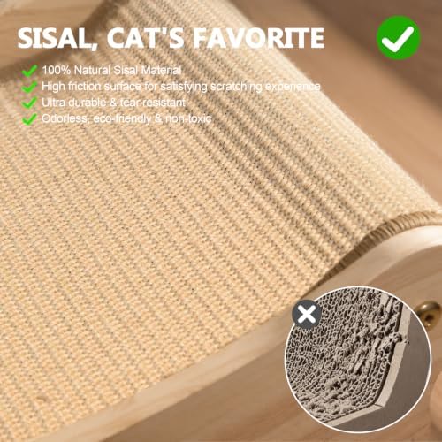 Large Sisal Cat Scratcher Bed Wooden Scratching Pad - Image 3