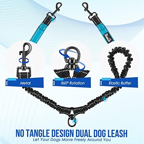 Lukovee Double Dog Leash, Reflective Heavy Duty Lead, No Tangle - Image 4