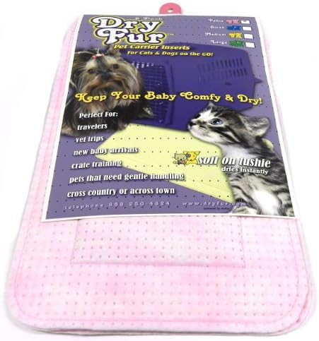 DryFur Pet Carrier Insert Pads Size Petite 13.5in x 8.5in Pink - Image 2