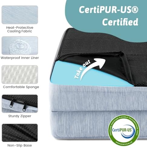COZY KISS Cooling Dog Bed, Q-Max >0.4 Orthopedic Foam Dog Bed - Image 6