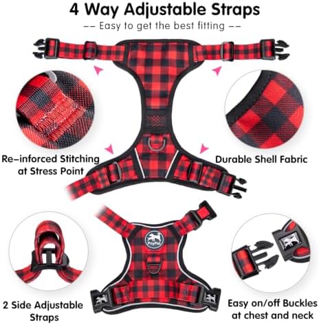 PoyPet Plaid Dog Harness Large, No Pull Vest - Image 6