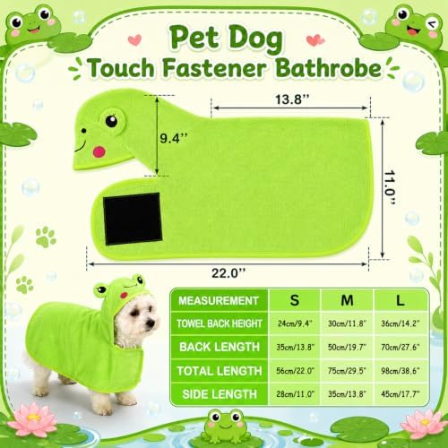 Cuffbow Frog Hooded Dog Bath Towel Robe - Image 2