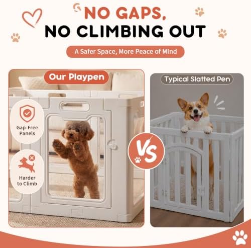 Clear Acrylic Dog Playpen Indoor, Non-Slip Design, Door Lock, Tool-Free Assembly - Image 2