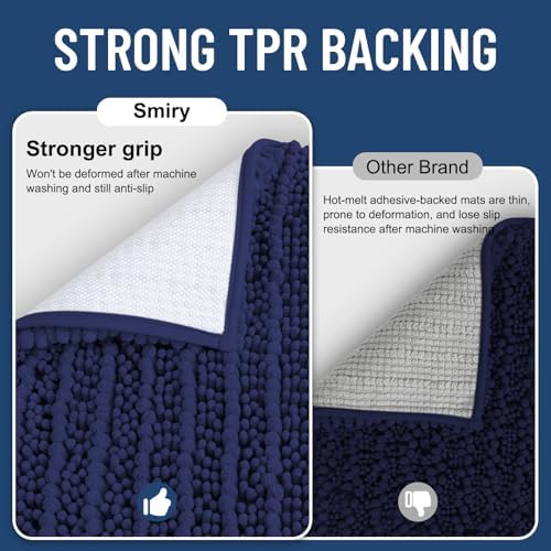 Smiry Bathroom Rugs 34X21, Extra Soft Rubber Backing Chenille Bath Mats - Image 3