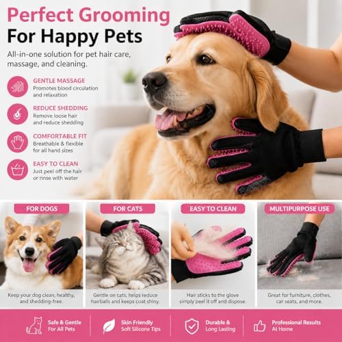 Pet Grooming Gloves – Deshedding & Bath Brush Gloves - Image 3