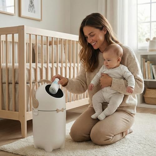 iTouchless Odor-Locking Nursery Pail | 2026 Award-Winning Bin | Boho White - Image 2
