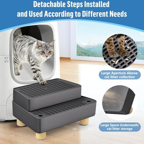 Extra Large 2 Steps Cat Litter Box Step Ramp, Cat Litter Catcher Mat - Image 3