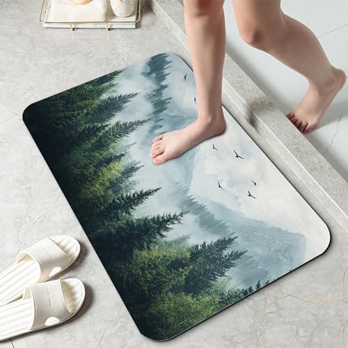 Misty Forest Bathroom Rug 29.5"x17", Thin Washable Bathroom Floor Mat Fits by Unknown