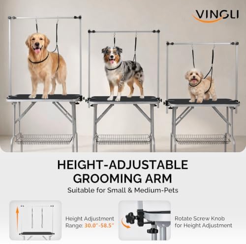 VINGLI Dog Grooming Table, 32“ Adjustable Pet Grooming Stand - Image 2