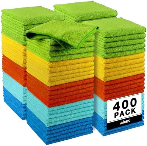 AIDEA Microfiber Cleaning Cloth-400PK, Microfiber Towels by AIDEAHOME