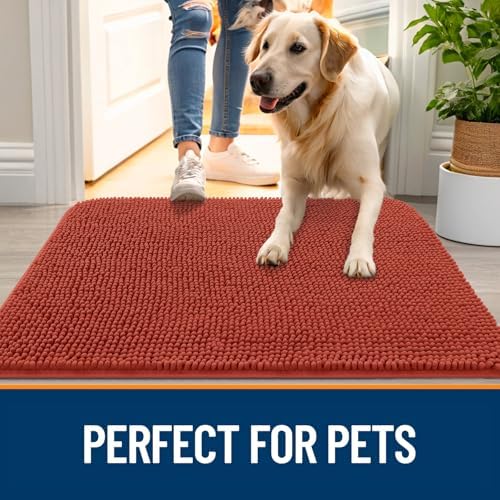 OLANLY Dog Door Mat for Muddy Paws 50x30, Super Absorbent Chenille Mud Mat - Image 6