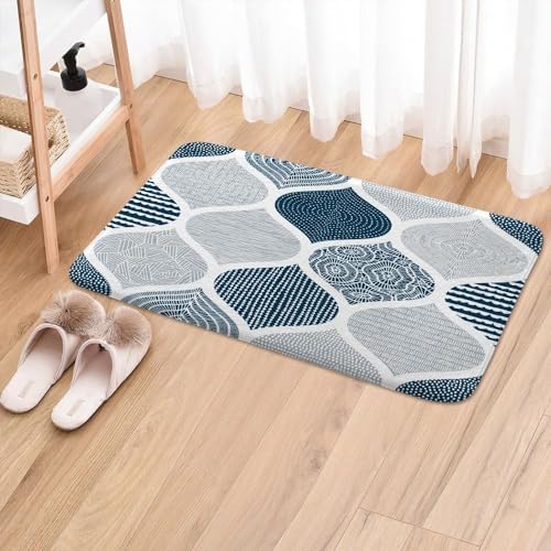 JAWO Blue and Grey Paisley Bath Mat - Image 2