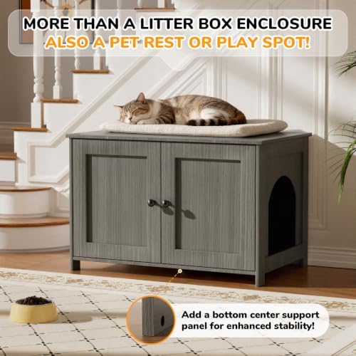 Cat Litter Box Enclosure Furniture Dog Proof, Hidden Kitty Washroom Cabinet Low - Image 6