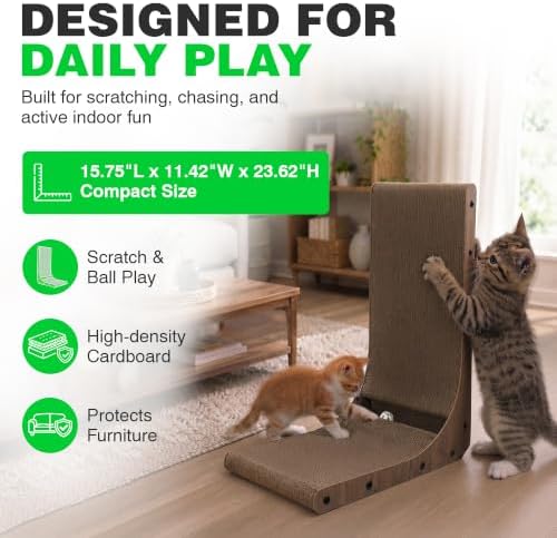 A&E Cage Co L-Shaped Cardboard Cat Scratcher Ramp, 15.7"x11.4"x23.6" - Image 2