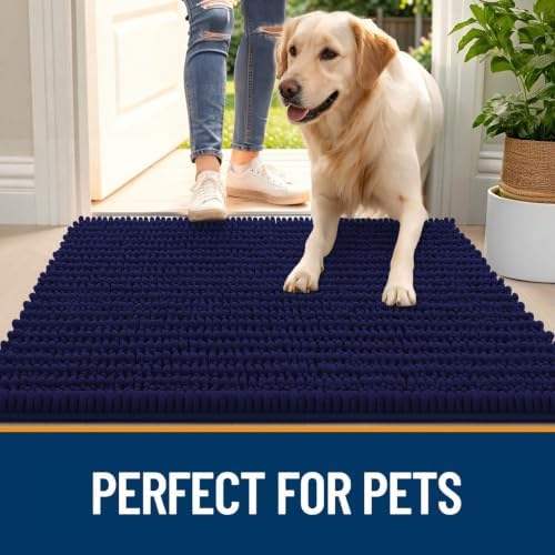 OLANLY Dog Door Mat for Muddy Paws 40x32, Ultra-Absorbent Chenille Mud Mat - Image 6